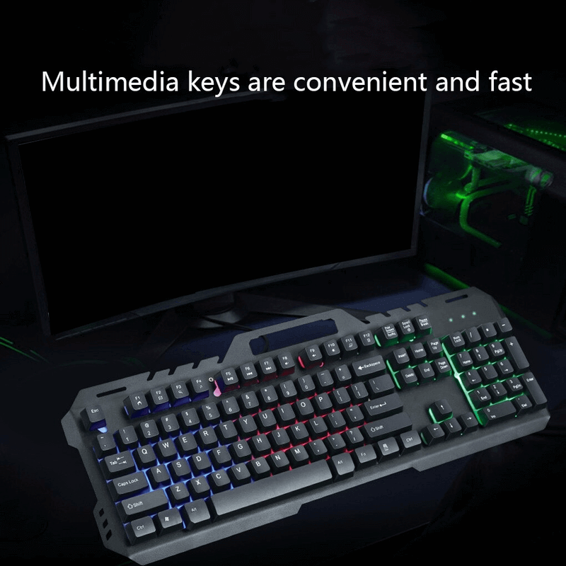 Gt-5 metal back light gaming keyboard rainbow with suspended key