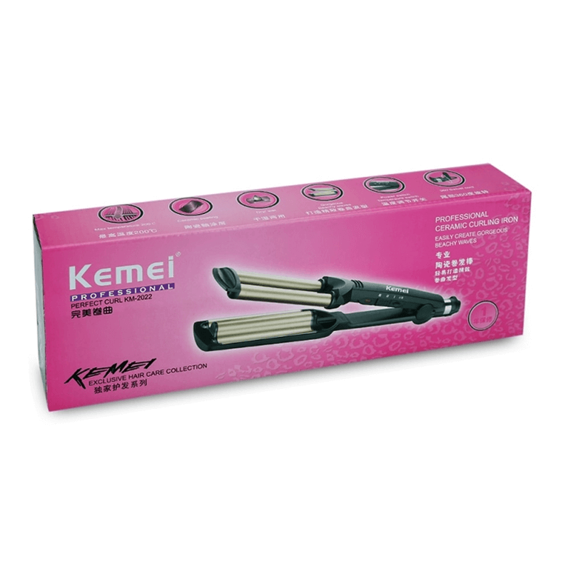 Kemei professional hair curler with 3 barrels