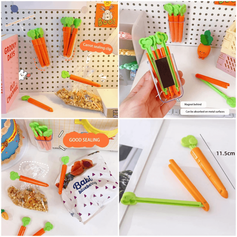 Cute carrot shape food bag sealing clips pack of 15