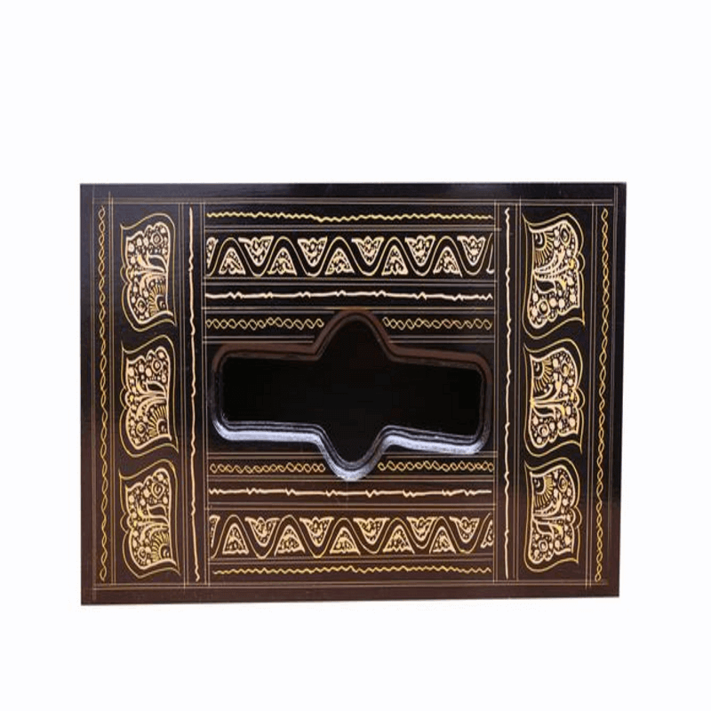 Tissue box golden laquer work
