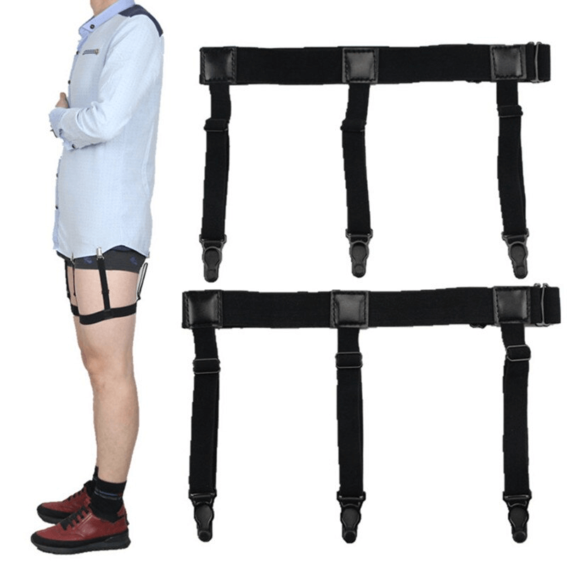 Men shirt stays belt with non-slip locking clips