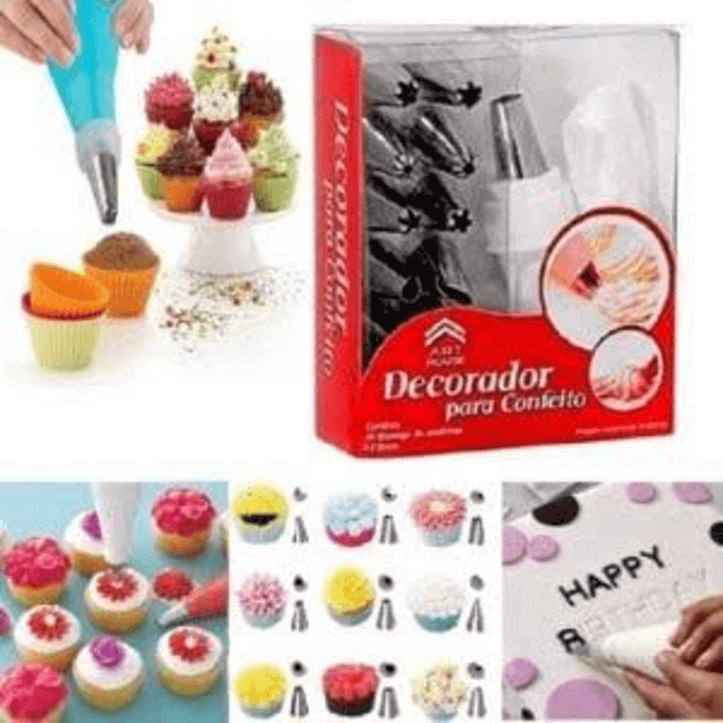 Cake decorating set with steel nozzles