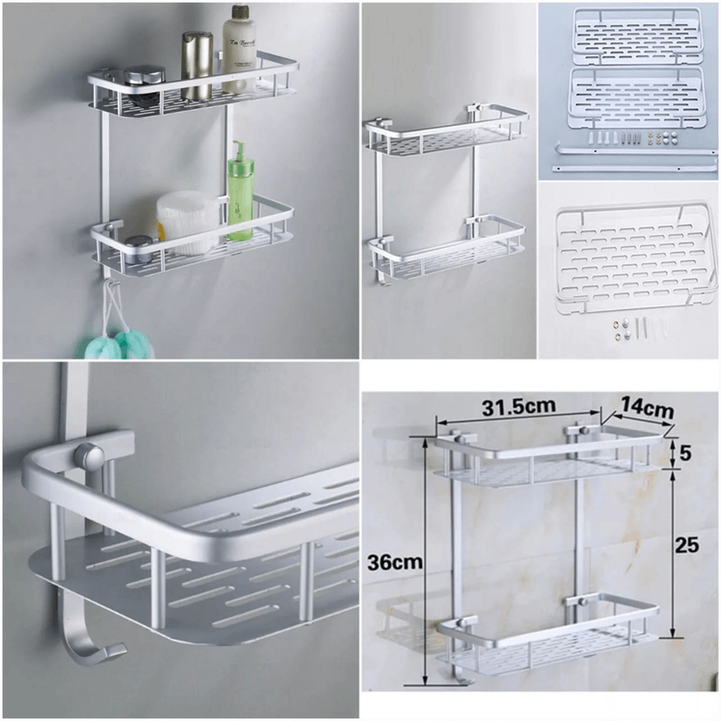 Aluminum wall mounted 2 layer shelf