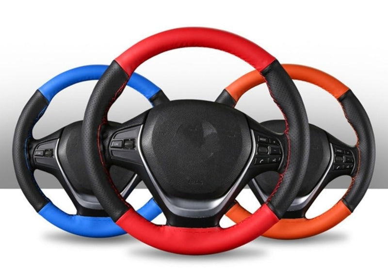 Car steering wheel cover with needles and thread