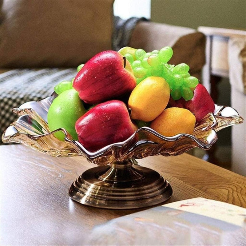 Crystal glass large fruit bowl