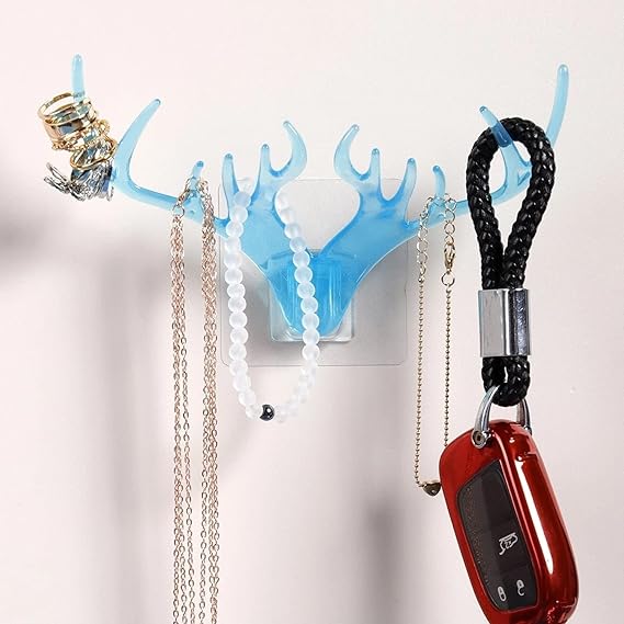 Deer head horn shaped key holder sticker wall