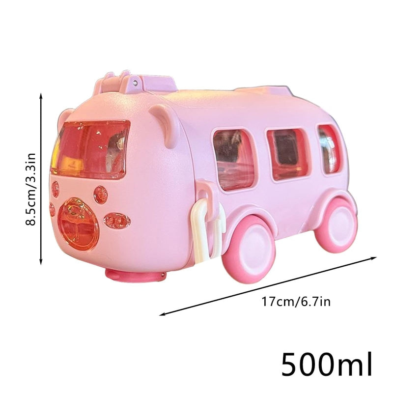 Cute Bus Shaped Water Bottle With Straw