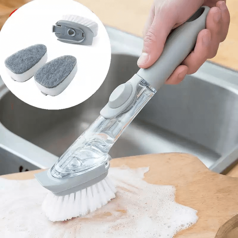 Long-handled detachable liquid washing dishes brush - grey