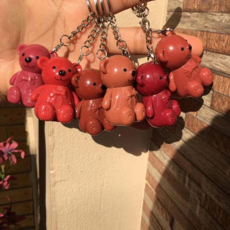 Pack of 6 Pcs Set Cute Teddy Bear Matte Glosses Bling glow