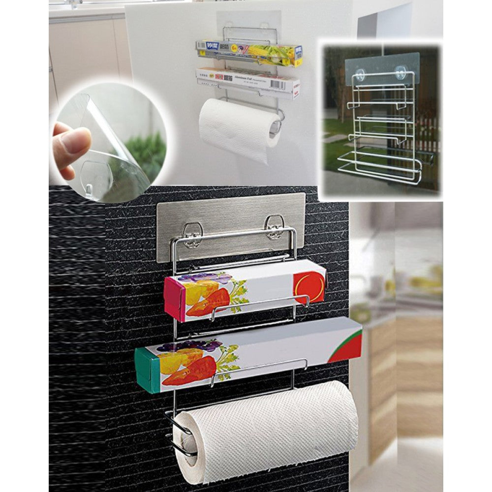 Removeable preservative film storage shelf