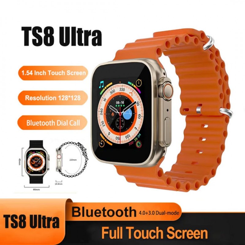 Ts8 Ultra Series 8 Men Women Bluetooth Call Heart Rate Sport Smartwatch WITH FITPRO APP ORANGE