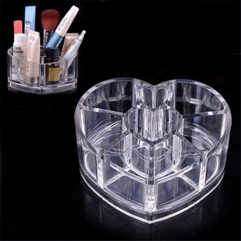 Heart shape acrylic makeup cosmetic organizer