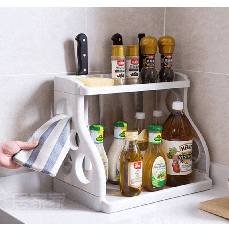 Double layer kitchen racks seasoning storage