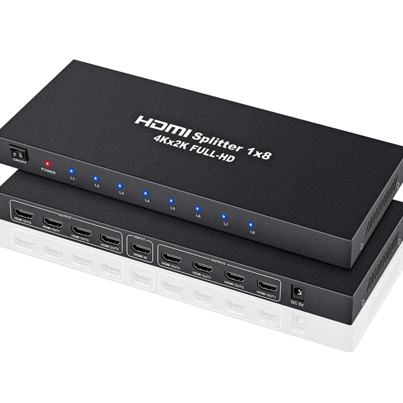 1 in 8 powered 4k hdmi splitter with charger