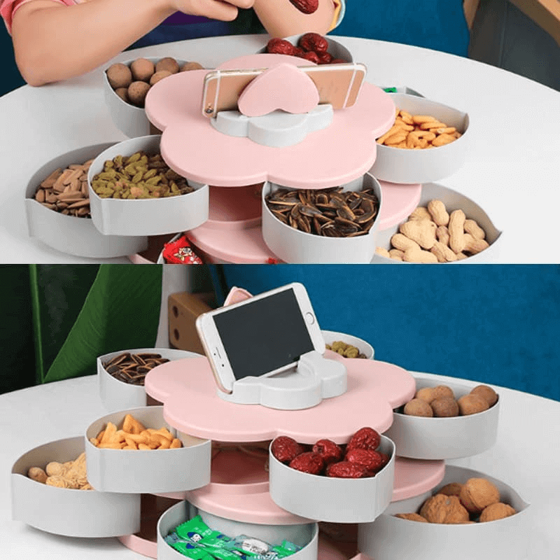 double-layer flower snacks container with mobile holder