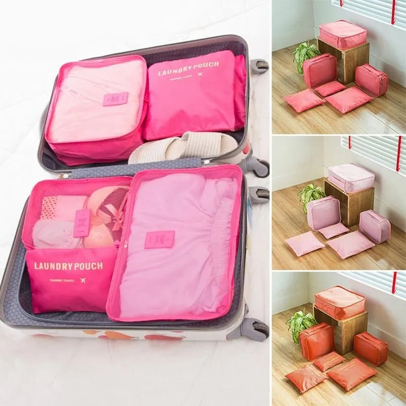 Printed travel 6pcs pouch organizer