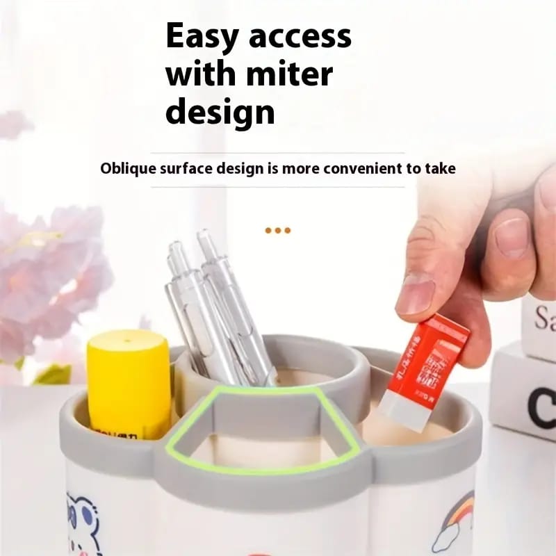 6 Grid Multi Functional Cute Plum Blossom Shaped Pen Holder