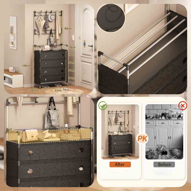 Dust Proof Multifunctional Coat and Shoes Rack