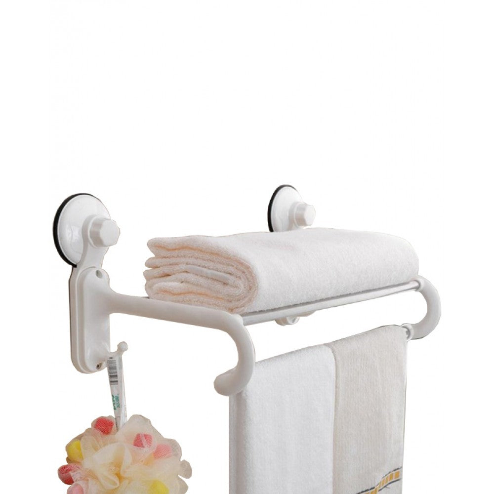 Bath towel rack with suction cup
