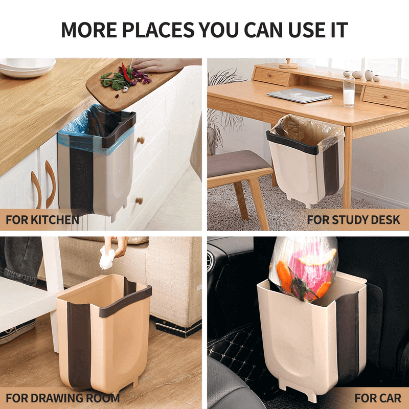 Foldable cabinet trash bin travel size