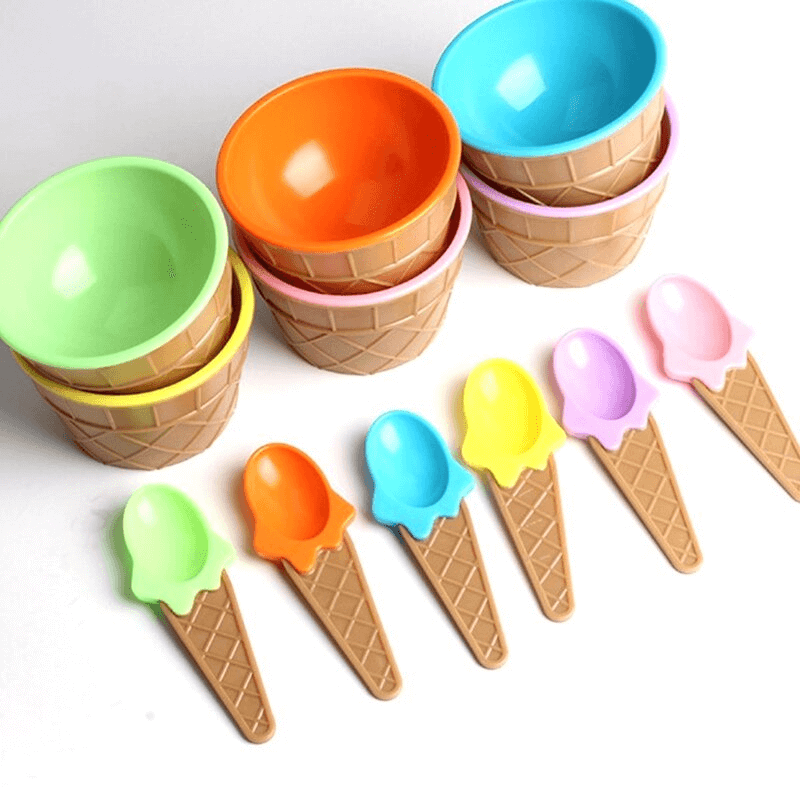 Pack of 2 cute ice cream bowl with a spoon