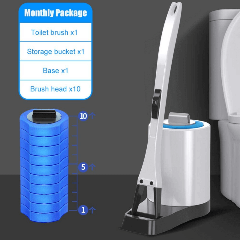 Toilet cleaning brush with rubber pads