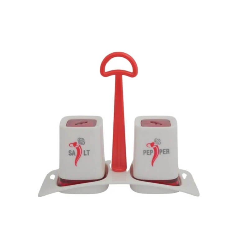 Salt and pepper shaker set with tray