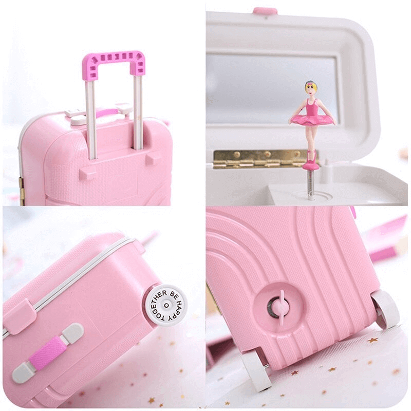 Suitcase style music box with ballerina girl