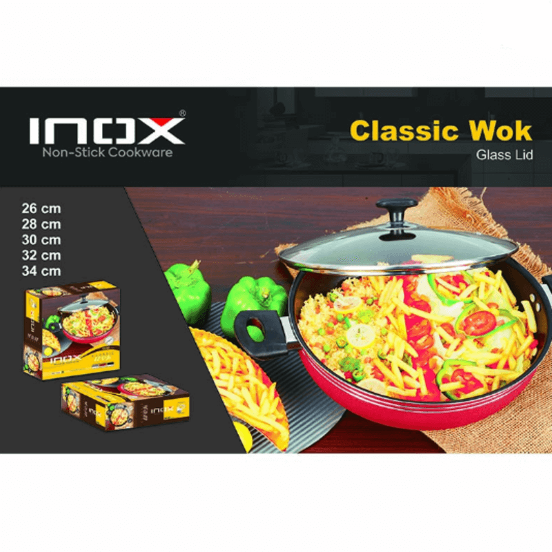 Classic wok with glass lid