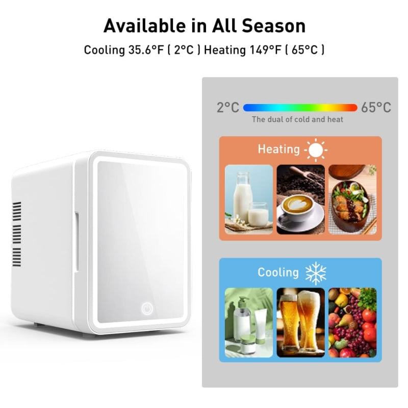 Portable Mirrored Beauty Fridge With LED Lighting