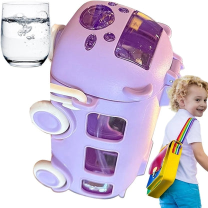 Cute Bus Shaped Water Bottle With Straw