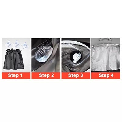 Car sunshade curtain- sucker fixing-silver coating cloth