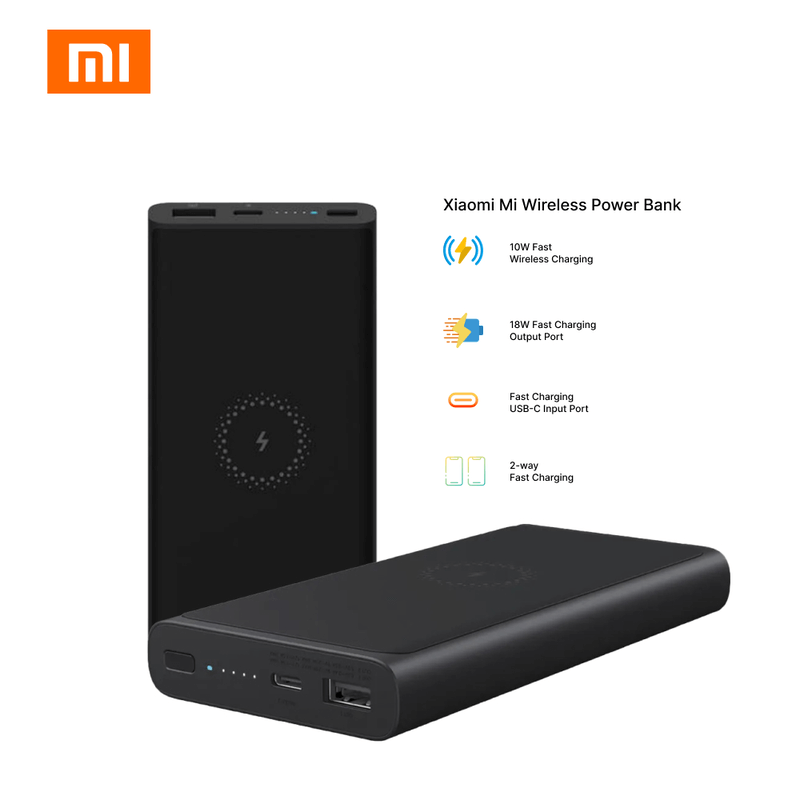 Mi wireless power bank 10000mah 10w qi fast type c black