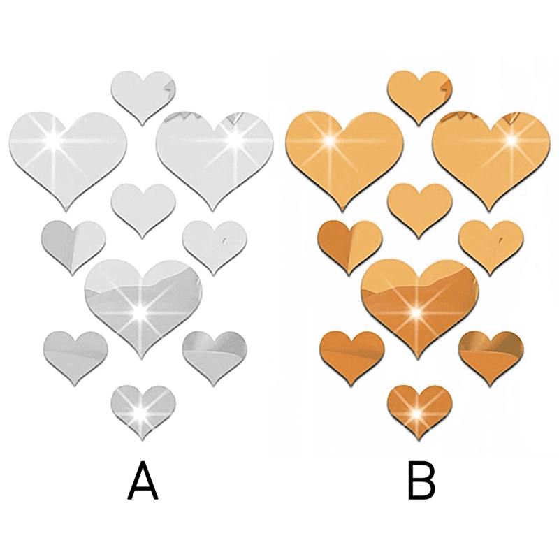 18 pcs hearts acrylic wall sticker