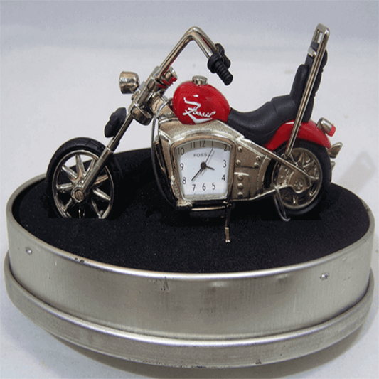 Fossil brand antique harley bike clock- metal red