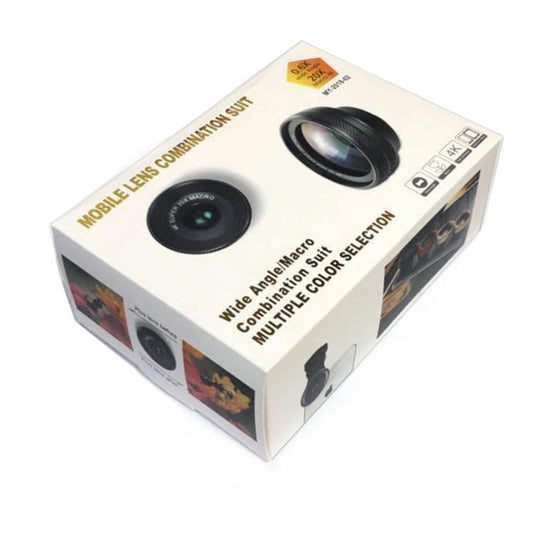 Hd optical glass wide angle + 20x macro lens camera clip kit