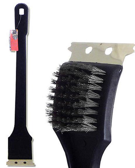 18 inche bbq grill brush with metal bristles & steel scraper