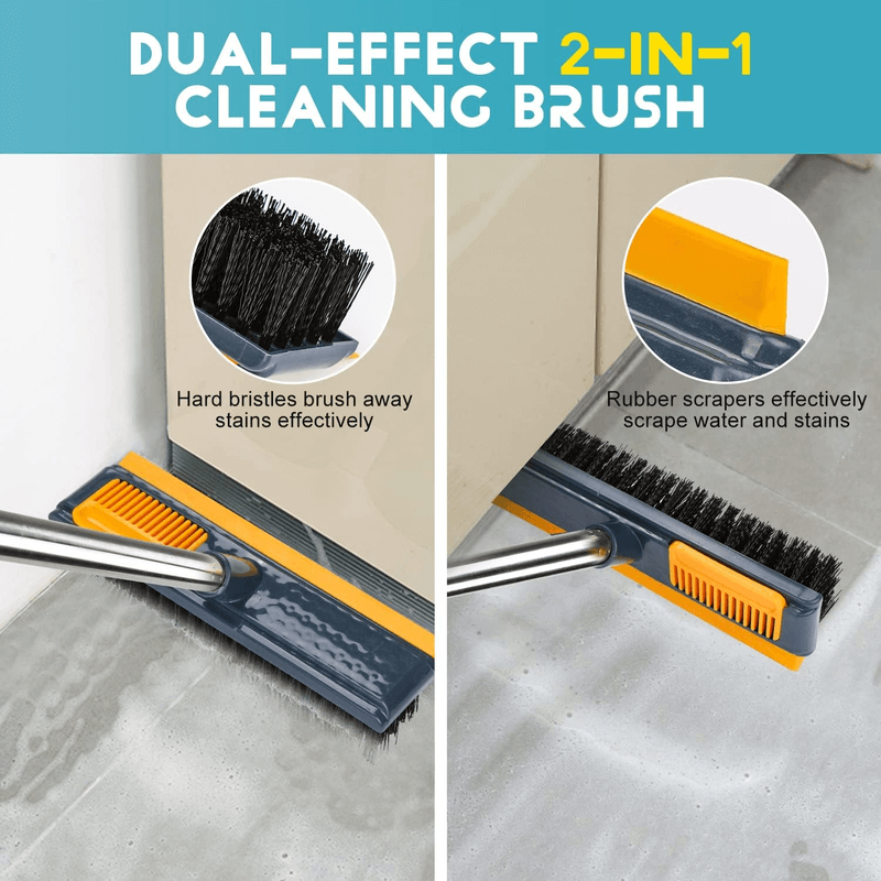Bathroom cleaning brush with scraper