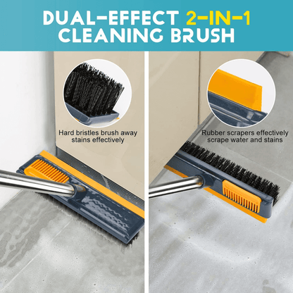 Bathroom cleaning brush with scraper