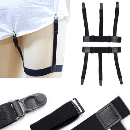Men shirt stays belt with non-slip locking clips