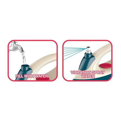 Battery operated iron with spray