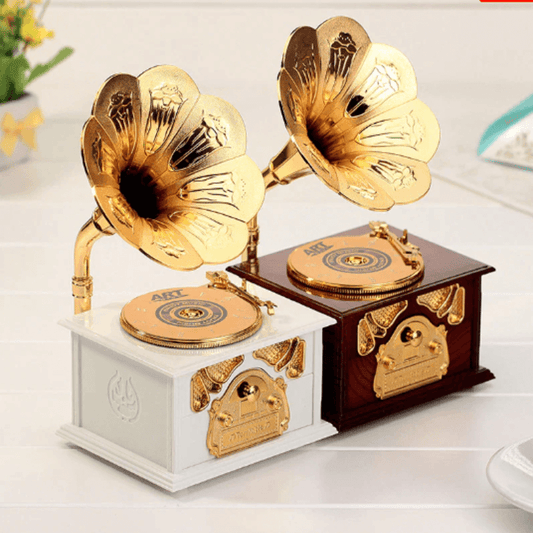 Gramophone style music storage box