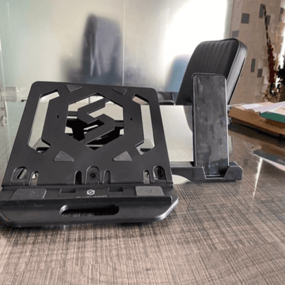 Laptop folding stand with phone holder