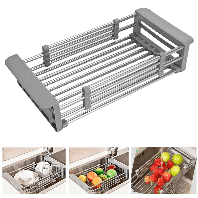 Expandable dish drying rack over sink