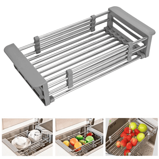 Expandable dish drying rack over sink