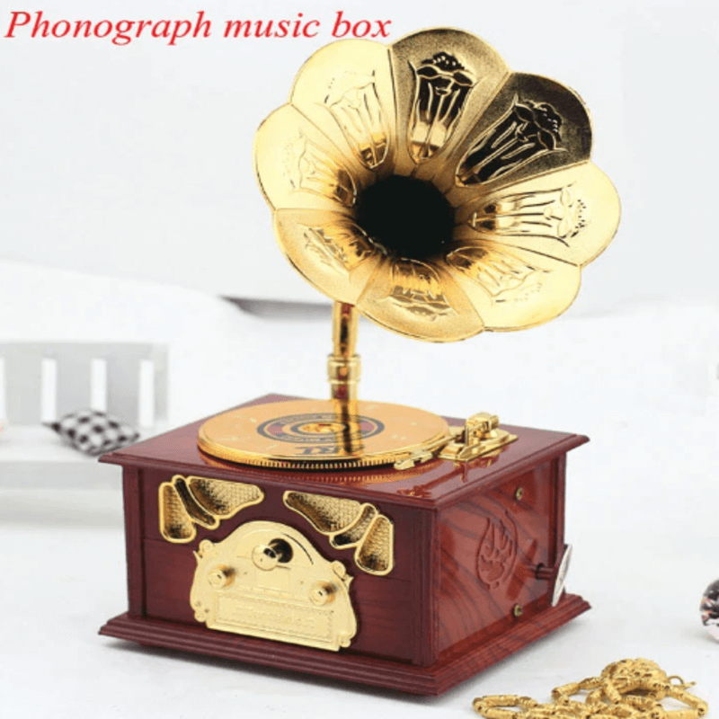 Gramophone style music storage box