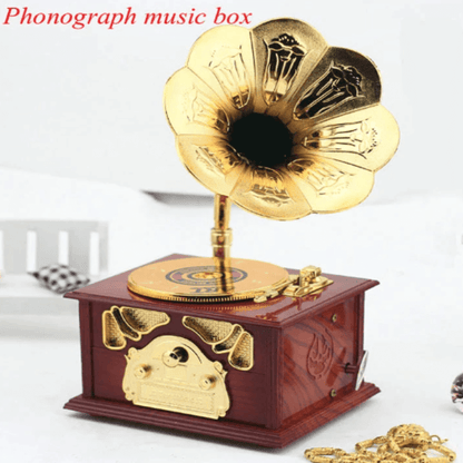 Gramophone style music storage box