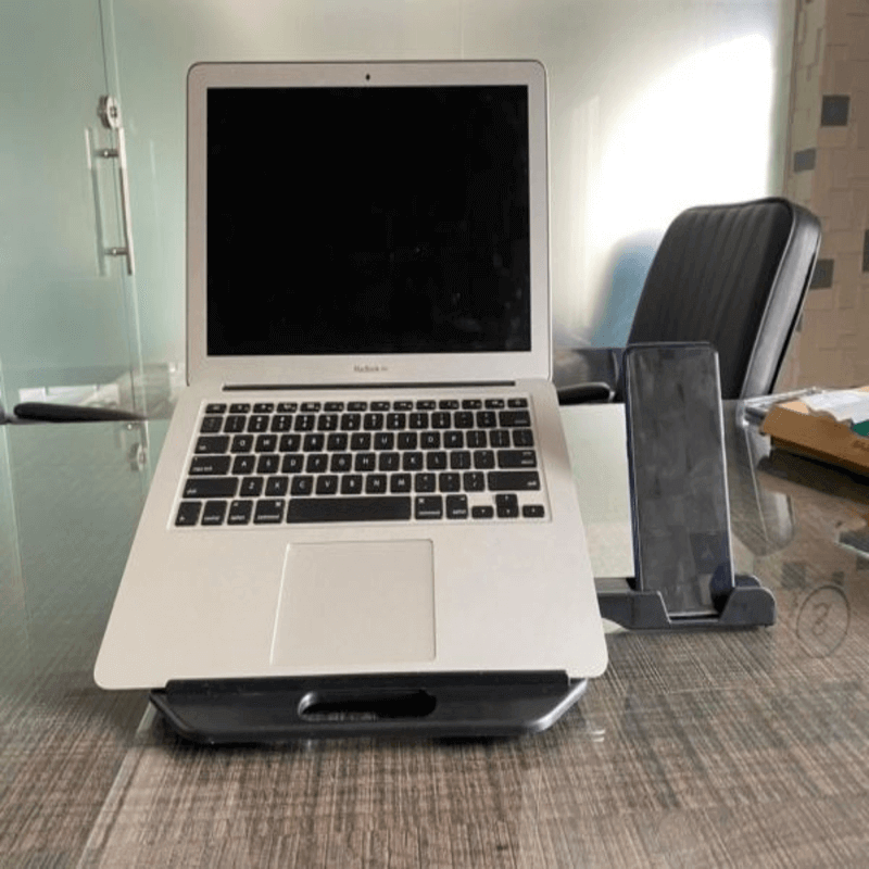 Laptop folding stand with phone holder