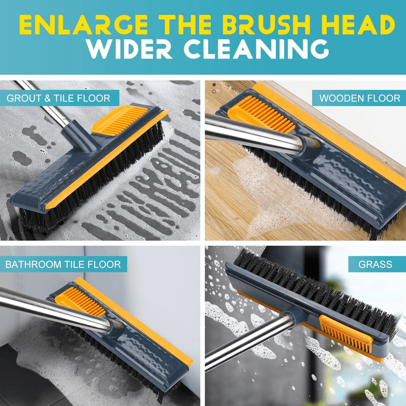 Bathroom cleaning brush with scraper