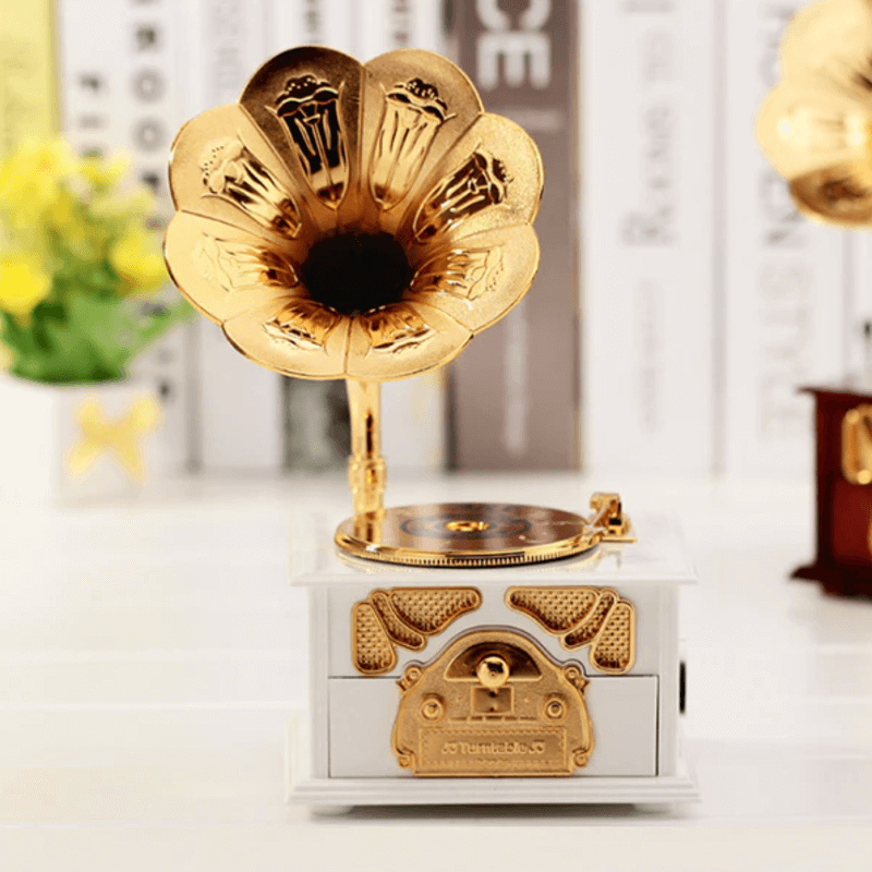 Gramophone style music storage box